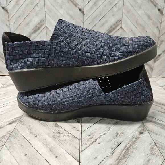 Bernie Mev Smooth Cha Cha Slip On Wedge Blue Womens 40 - Picture 4 of 7